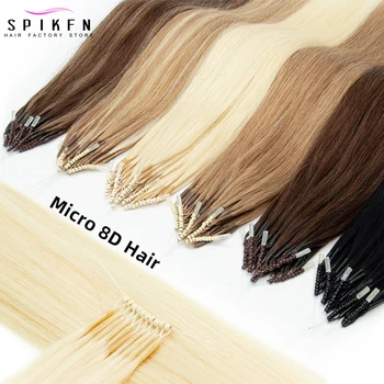 8D Hair Extensions 12" 16" 20" Natural Straight Machine Remy Human Hair Micro Beads Hair 30g 50s Micro Loop Hair Extension 30G