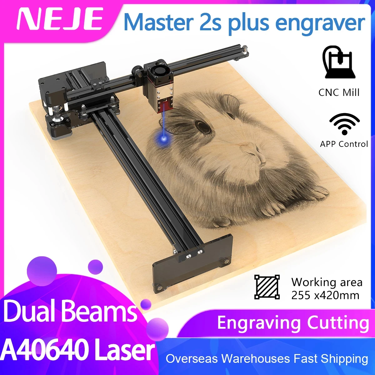 2022 NEJE 3 Plus Dual Beam Laser Engraver and Cutter, 255x420mm CNC Wood Router / Engraving / Cutting Machine wood pellet machine for sale Woodworking Machinery