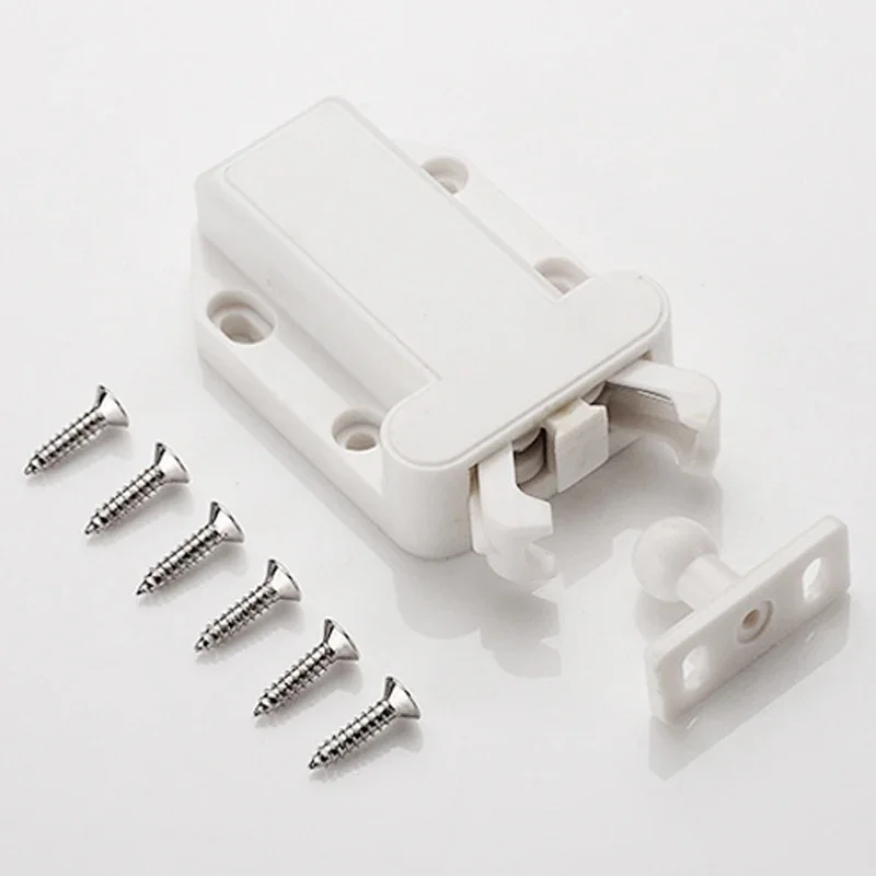 2 Set Cabinet Latches Push To Open Door Drawer Cabinet Self-locking Cupboard Suction Catch Rebound Device Anti-flapping LockFree