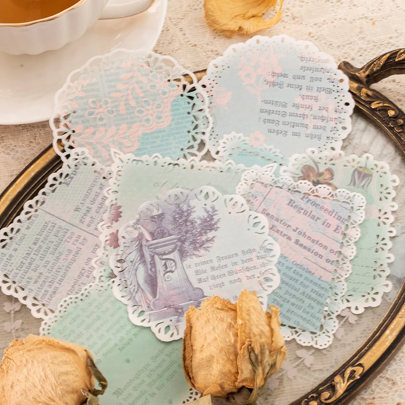 

20 pieces Notes hollowed-out lace retro art hazy beauty decorative DIY materials paper butterfly flower bird and plant 8 styles