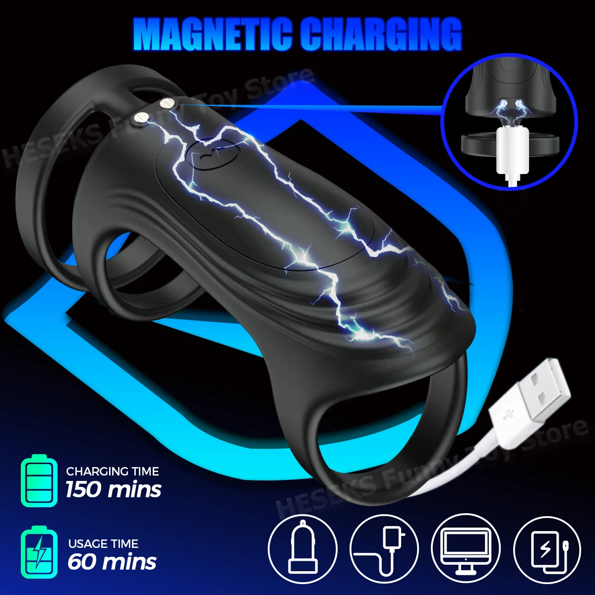 HESEKS Vibrating Cock Ring Wearable Vibrator APP Control Silicone Stretchy Penis 3 Rings for G spot Stimulator Sex Toys for Men