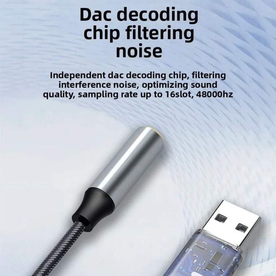 USB to 3.5mm Audio Jack Adapter - External Sound Card Converter for Headsets and Computers