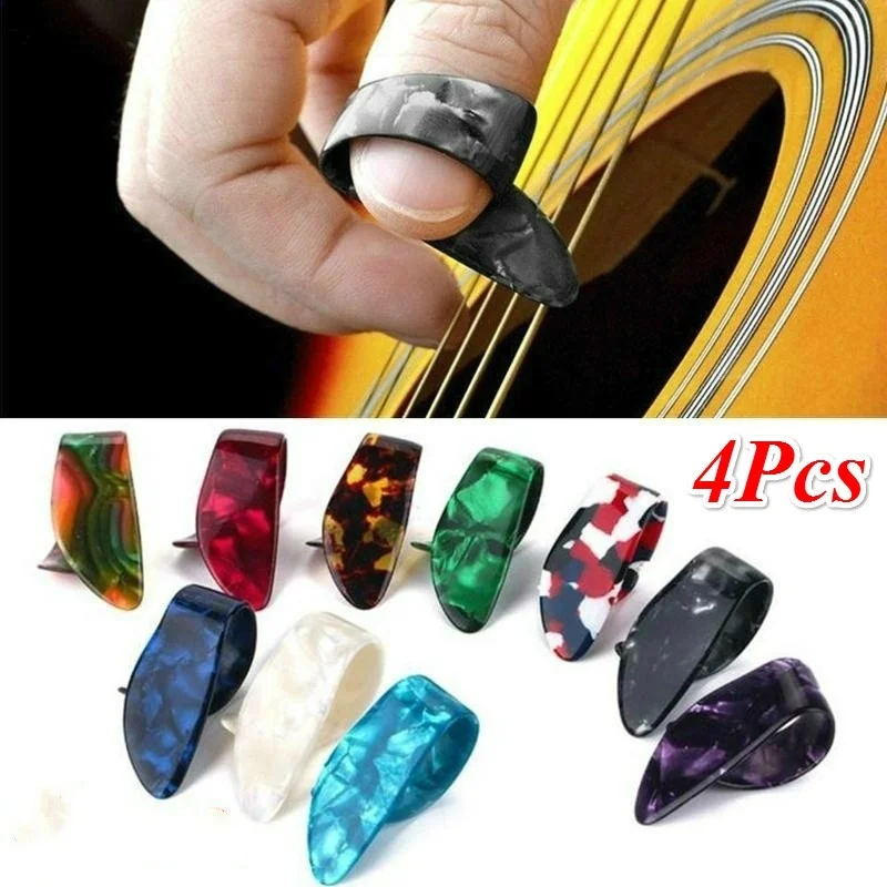 

Thumb Finger Guitar Pick Celluloid Mediator Thumb Picks for Acoustic Electric Guitarra Bass Thumb Finger Paddles 4Pc/Set