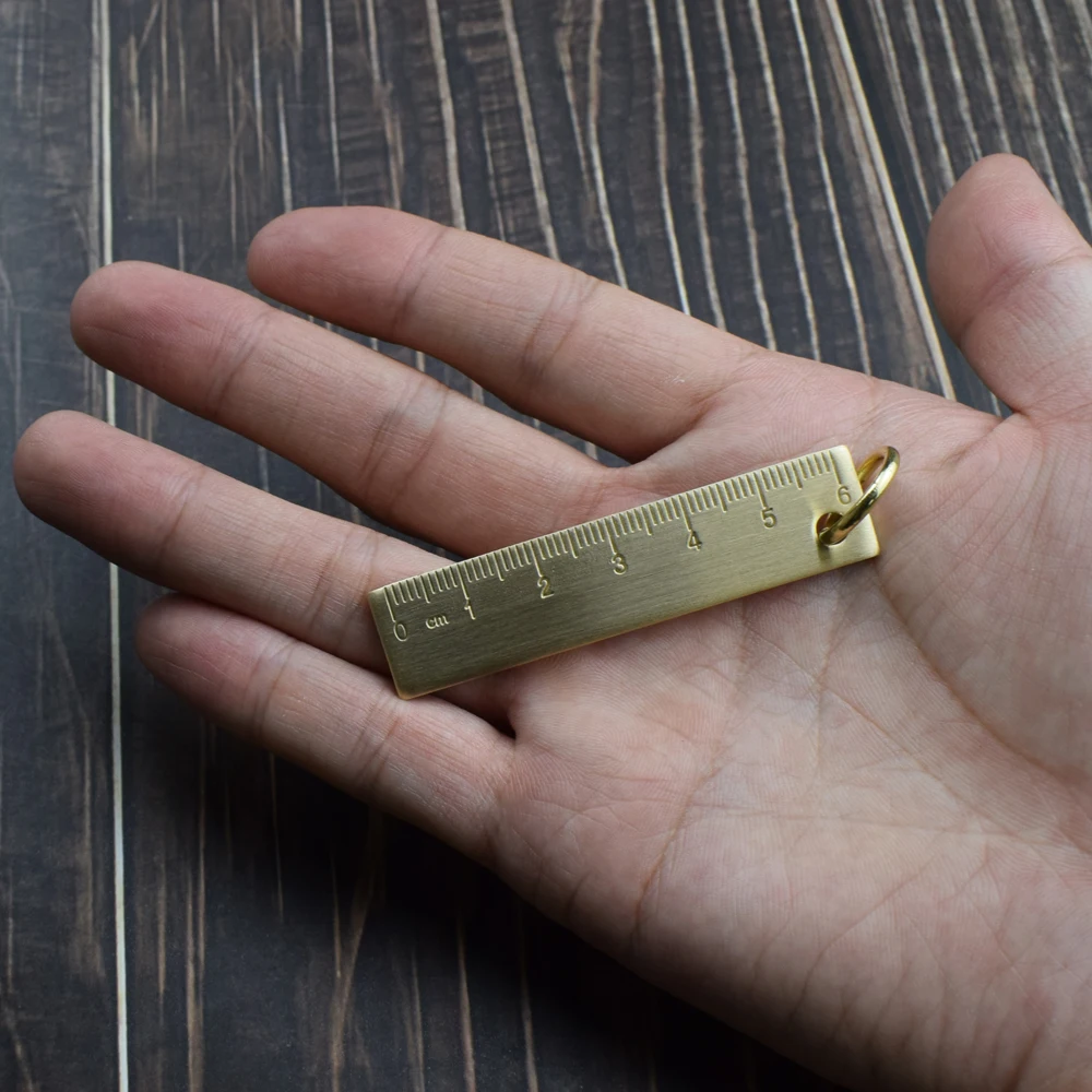 Mini Portable Golden Brass Ruler With Hang Vintage Metal Measure Tools Small Stationery Accessories 6cm Scale Straightedge Gift straight ruler,metal ruler