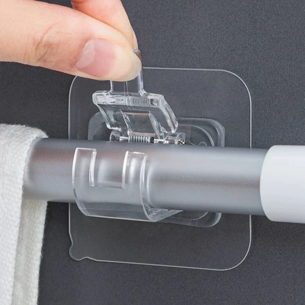 Multifunctional Hooks Self Adhesive Wall Hooks Self Adhesive Hooks Curtain Rod Bracket Hooks Self Adhesive Wall Nail Free Rail Bracket Clips Adjustable Shower Home Storage Hanging Stick Holder