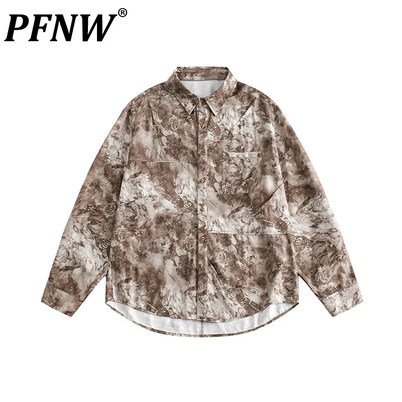 

PFNW Men's Vintage Niche Design Style 2024 Spring New Loose Cardigan Shirt Couple Trendy Fashion Hip Hop Tie Dyed Shirt 12Z8951