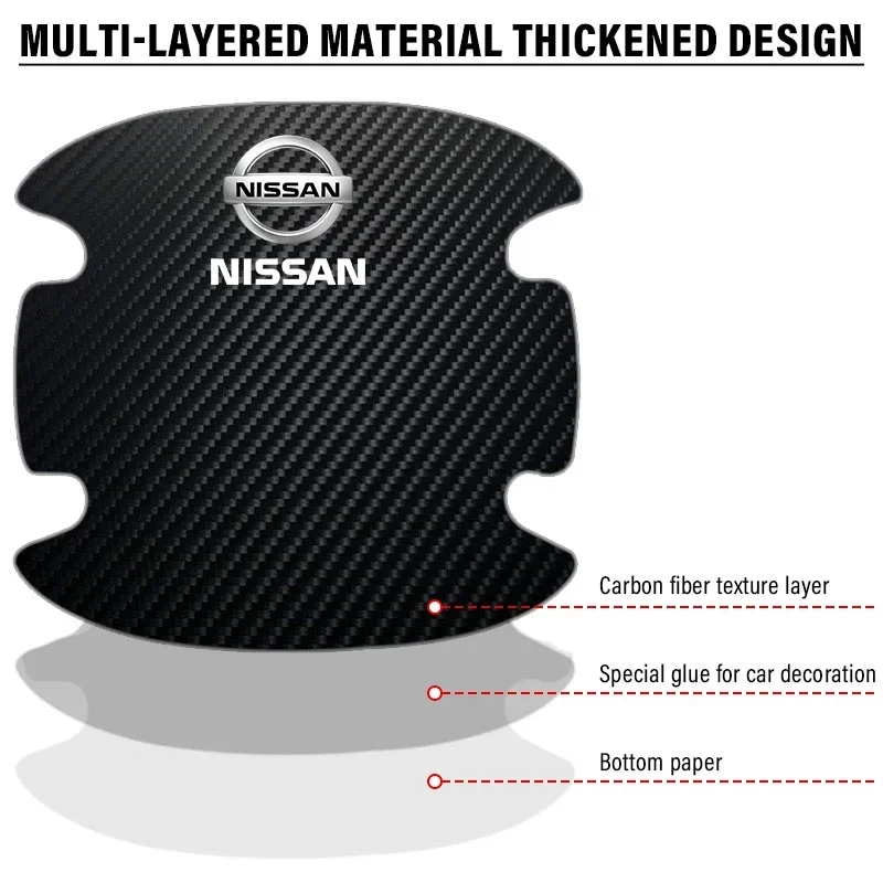 닛산 니스모 트레일 T32 티이다 테아나 스카이 Qashqai J11 J10 쥬크 X용 자동차 도어 핸들 보호 스티커 엠블럼 4개