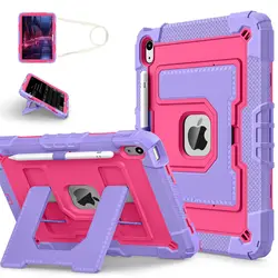 Heavy Duty Shockproof Tablet Case with Stand and Strap - iPad A16 2025 (PurpleRoseRed)
