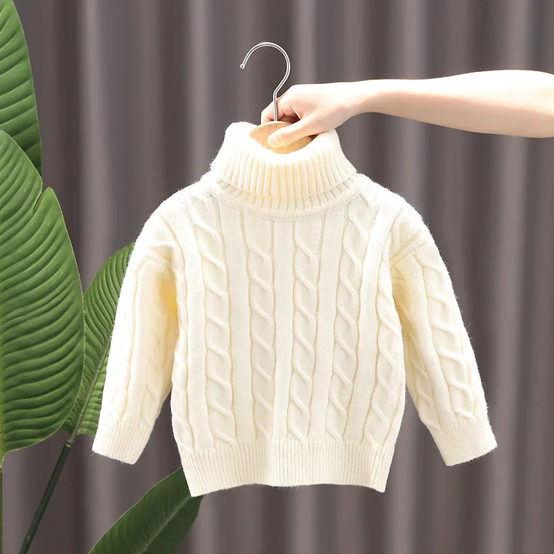 1-6 Year Old Children's Sweater Autumn/Winter Boys' Girls' High Neck Texture Pattern Knitted Sweater Fashion Warm Pullover