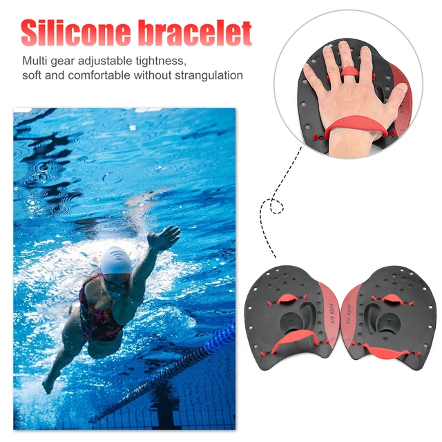 1 paire professionnel pagaies de natation formation silicone main gants  Padel palmes palmes pour adultes enfants natation Noir