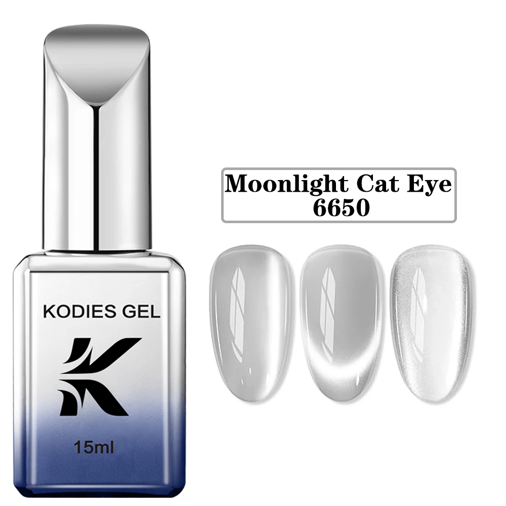 KODIES GEL Moonlight Cat Eye Gel Nail Polish Porcelain White Magnetic Semi Permanent UV Gel Varnish Ceramic Silver Nails Lacquer 4