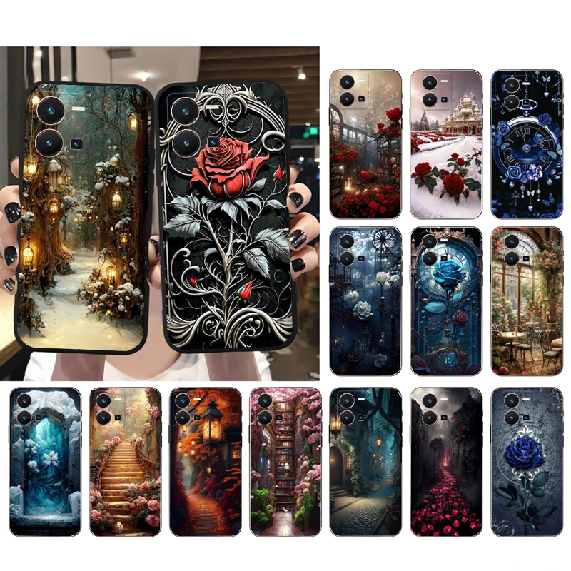

Fantasy Flower Rose Landscape Phone Case For VIVO Y53S Y33S Y01 Y11S Y31 Y21 Y70 Y21S Y72 Y35 V27E V23E V21 V23 Pro V21E