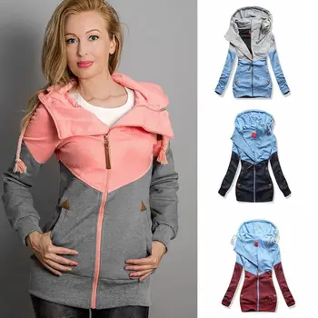 Spring Women Jacket 2022 Fashion Autumn Winter Pink Blue Hooded Sweatshirt Zipper Hoodies Coat Female Sweat Polerones