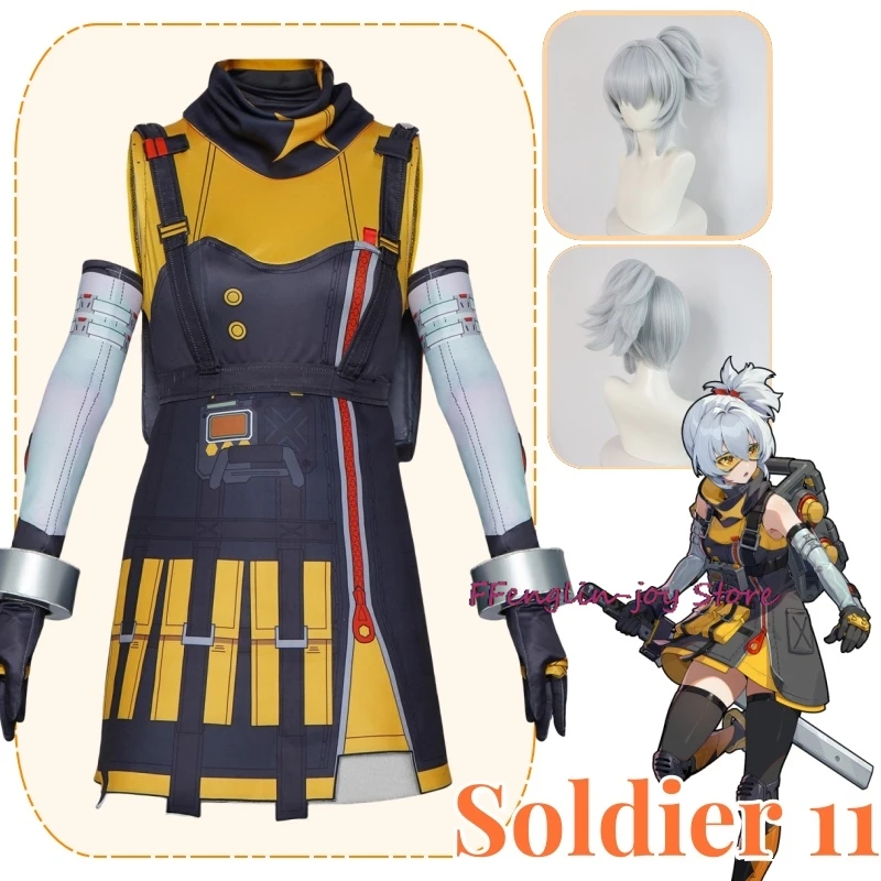 

Soldier 11 Anime Game Zenless Zone Zero Cosplay Costume Clothes Wig Uniform Cosplay Soldier 11 Halloween Party Woman Cosplay Set