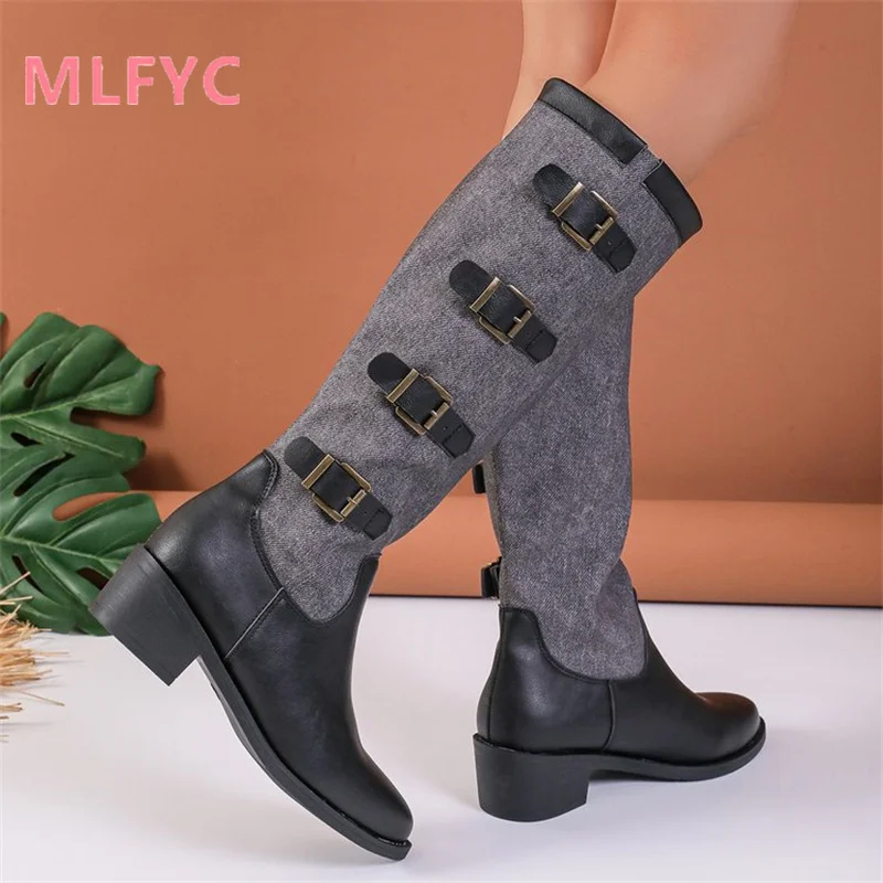 Women Large Thick Sole Thick Heel Long Boots Women Autumn Winter New Soft Sole Lightweight Comfortable Long Sleeve Single Boot
