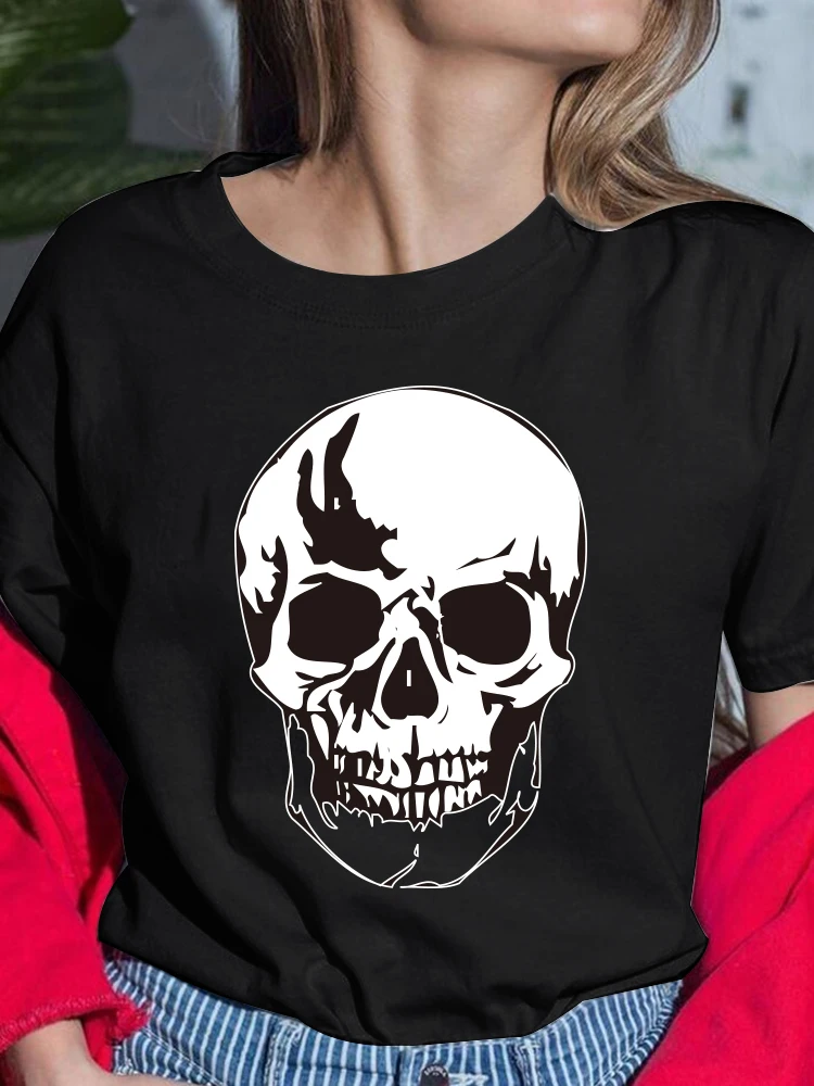 

2022 Harajuku Funny Skull T Shirt Women Tops Kawaii Harajuku T-shirt Female Summer Tshirt short sleeve Tees shirt femme Clothing