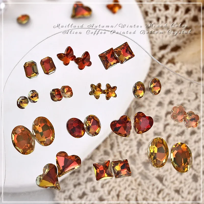 Nail Art Charms  Pointed Bottom Shaped  Premium Grey/Coffee Rhinestone Jewelry Shiny Crystal 3D Fingernail DIY Decoration