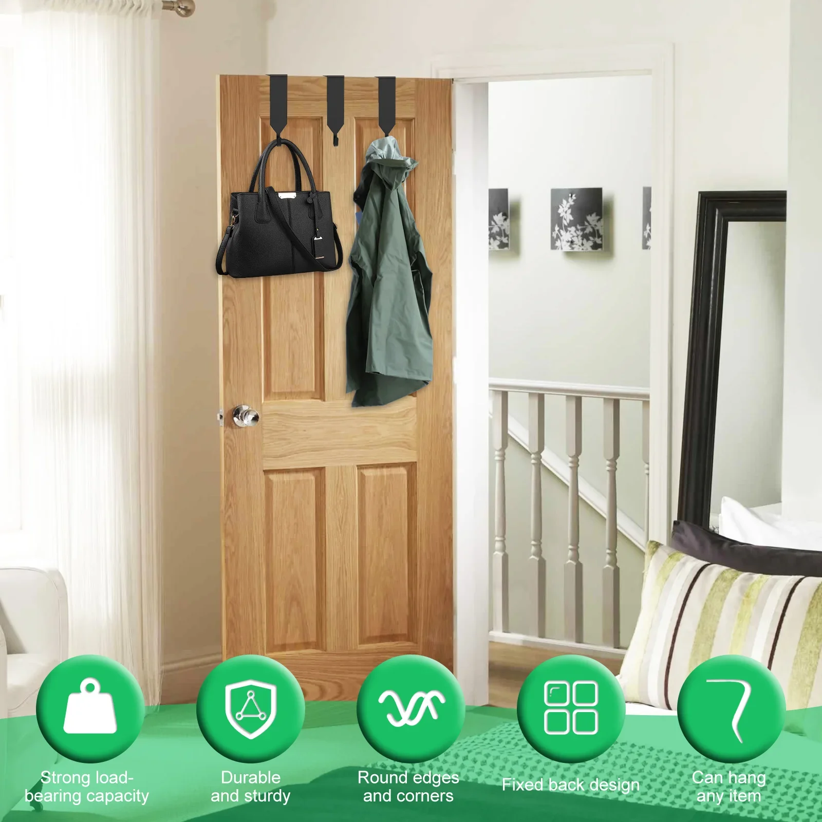 8Pcs Over The Door Hooks Metal Over The Door Hangers Strong Bearing Capacity Clothes Hooks Sturdy Anti-Slip