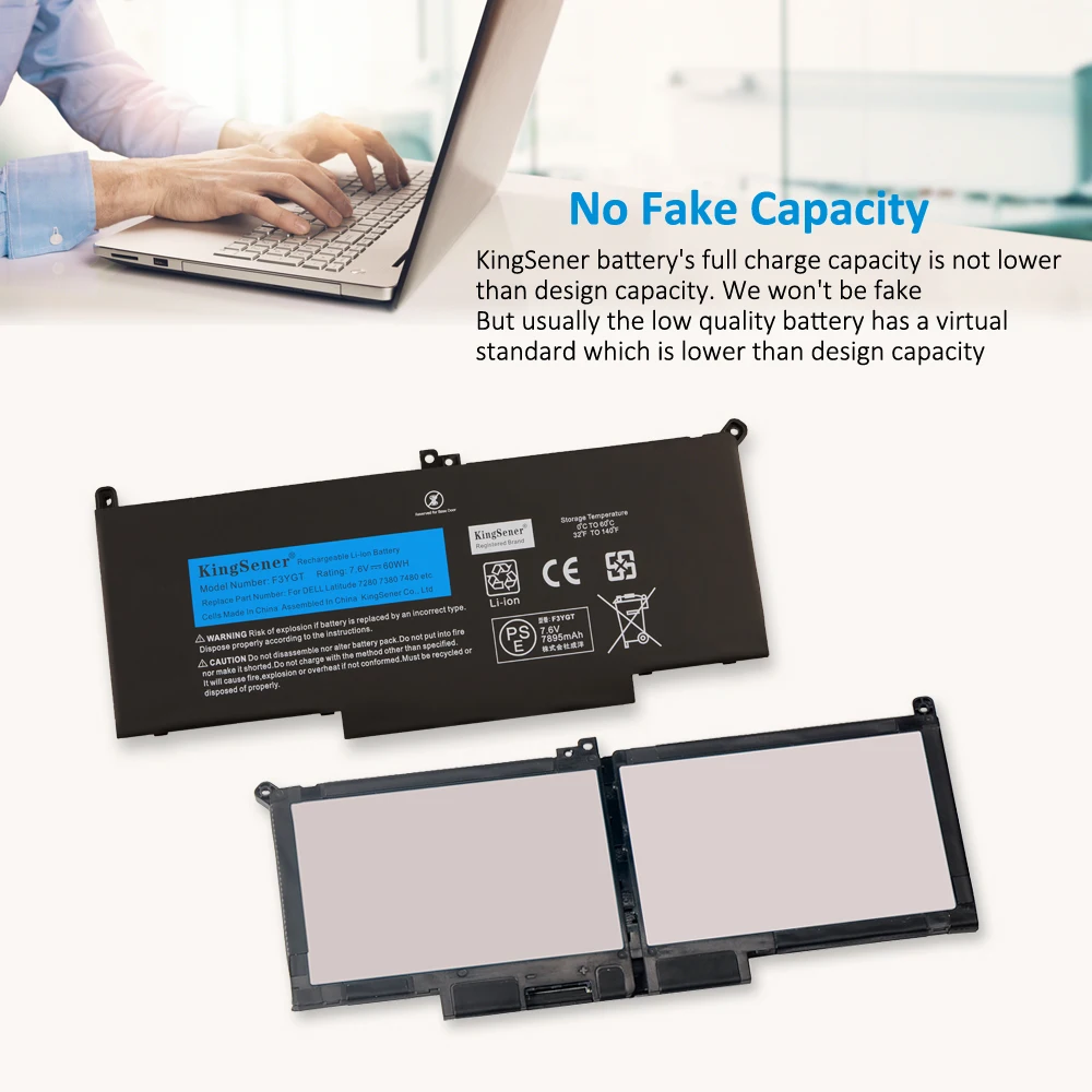 Bateria do Portátil Dell Latitude 12 7000 E7280 E7290 E7380 E7390 E7480 E7490 2x39g Dj1j0 Ferramenta Gratuita Kingsener-f3ygt - Imagem 4