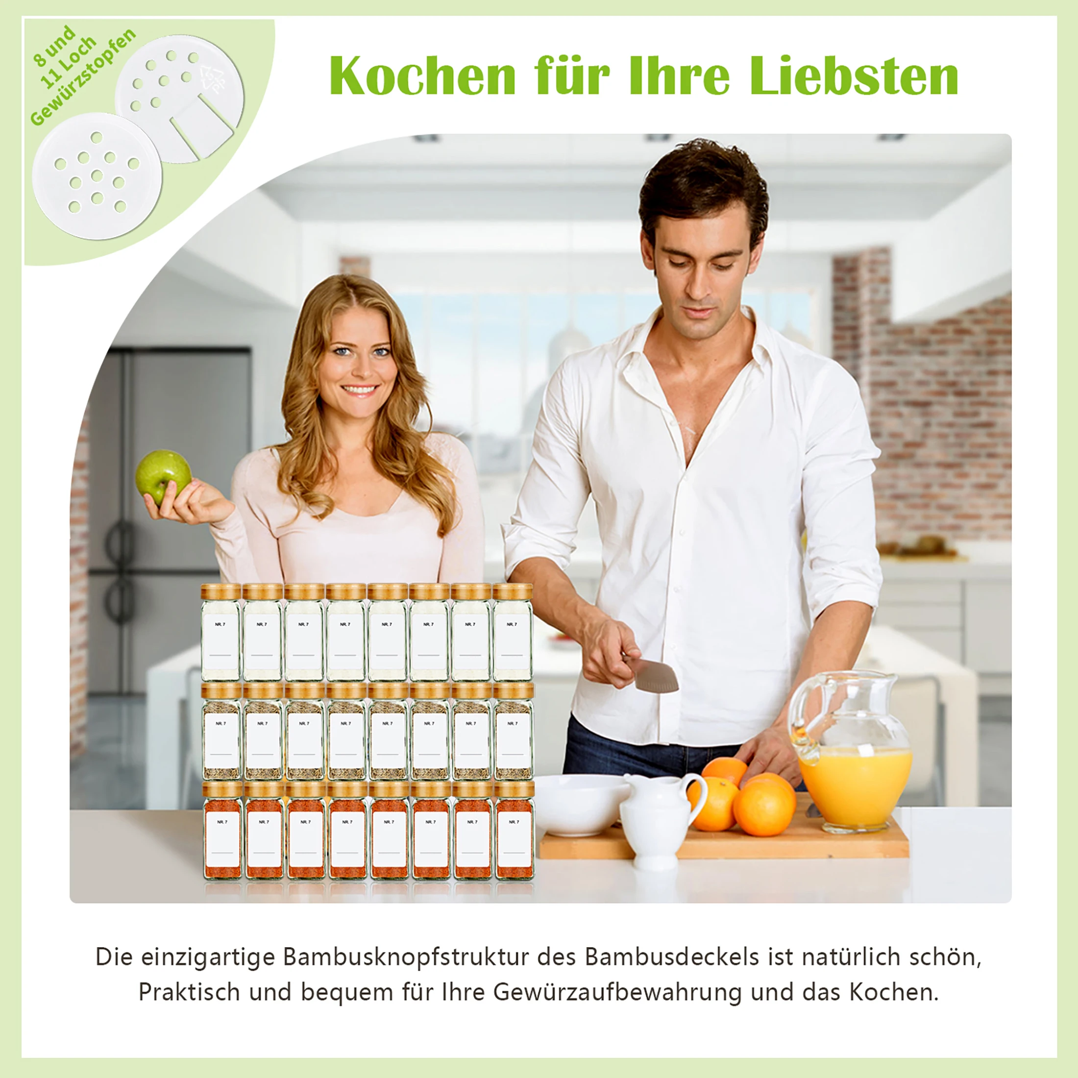 SAEIV Set mit 24 Quadratischen Luftdichten Gewürzgläsern, 120ml Glasbehälter (mit Wasserfesten Etiketten), BPA-Frei, Küchenorganizer – Detail 8