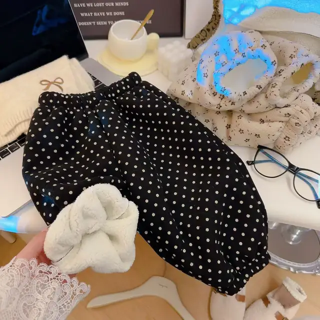 1-8T Winter Warm Fleece Lined Kids Pants Printed Toddler Boys Girls Trousers Retro Polka Dot Pattern Children's Clothes 1