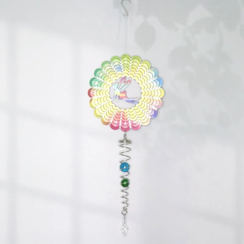 Wind chime mandala 3D rotating wind chime wind turns home garden pastoral gradient decoration creative hanging ornaments 4