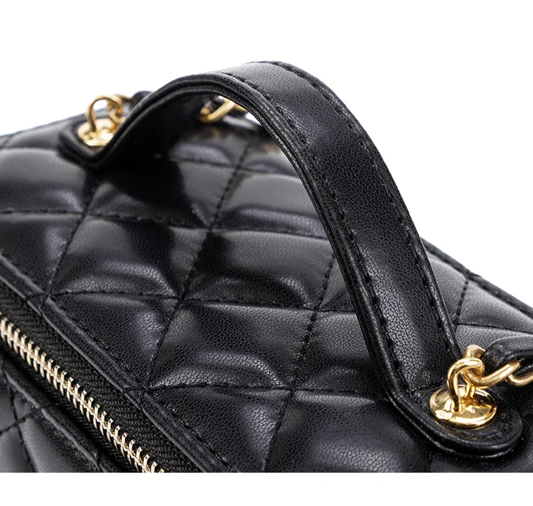Small Square Box Camellia Diamond Grid Chain Bag Women Handbag_voghion.com