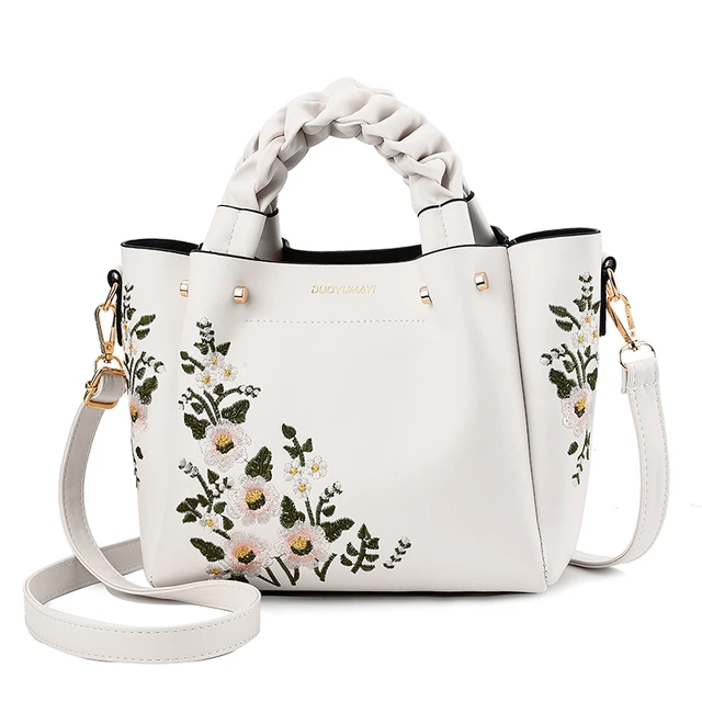 Women Handle Women Floral PU Leather Small Hand Bags Casual Brand Fashion  Designer Ladies Bag Shoulder White Female Handbags - AliExpress