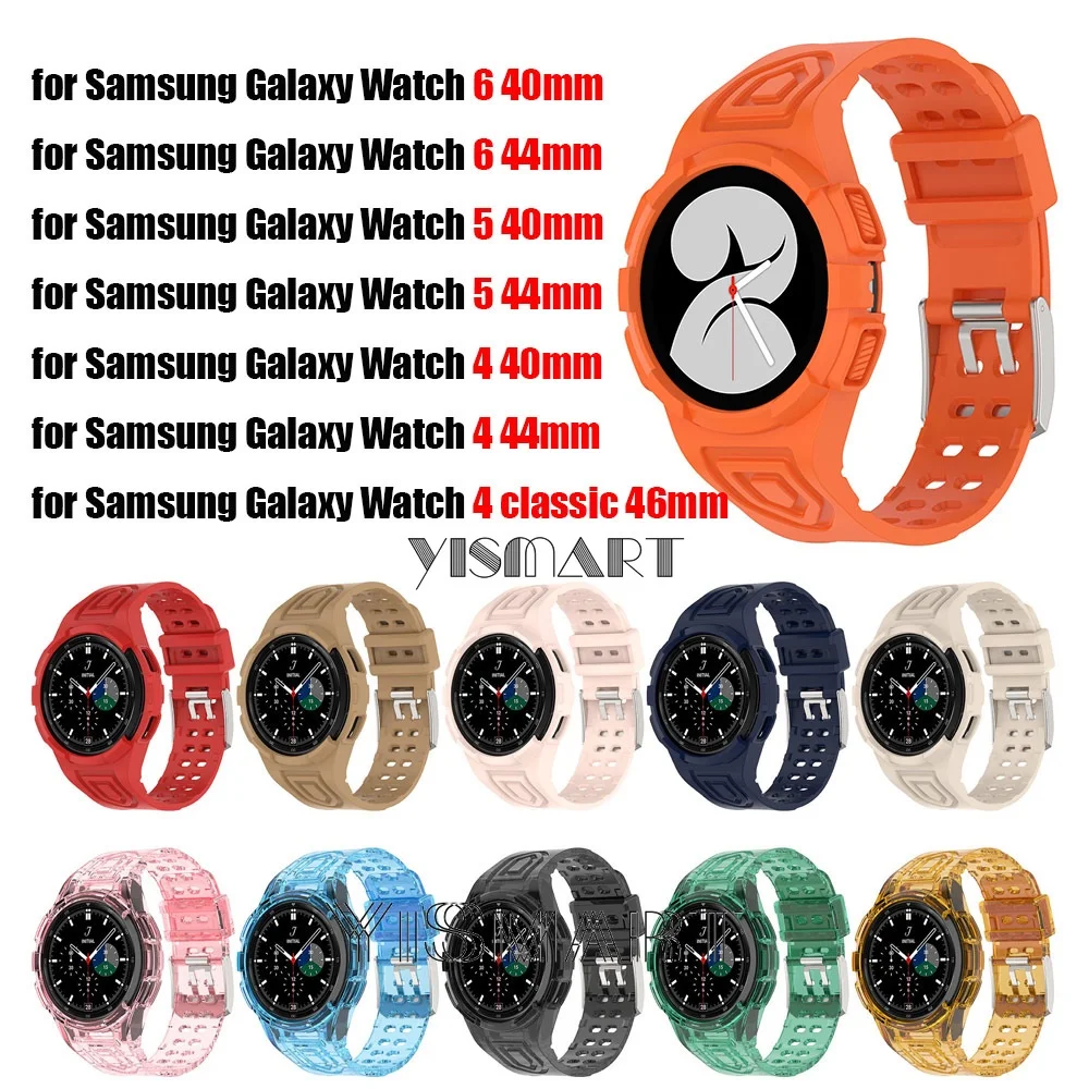 

Case + Strap for Samsung Galaxy Watch 6 5 4 40mm 44mm Watchband Glacier Strap with Bumper Cover for Galaxy Watch 4 Classic 46mm