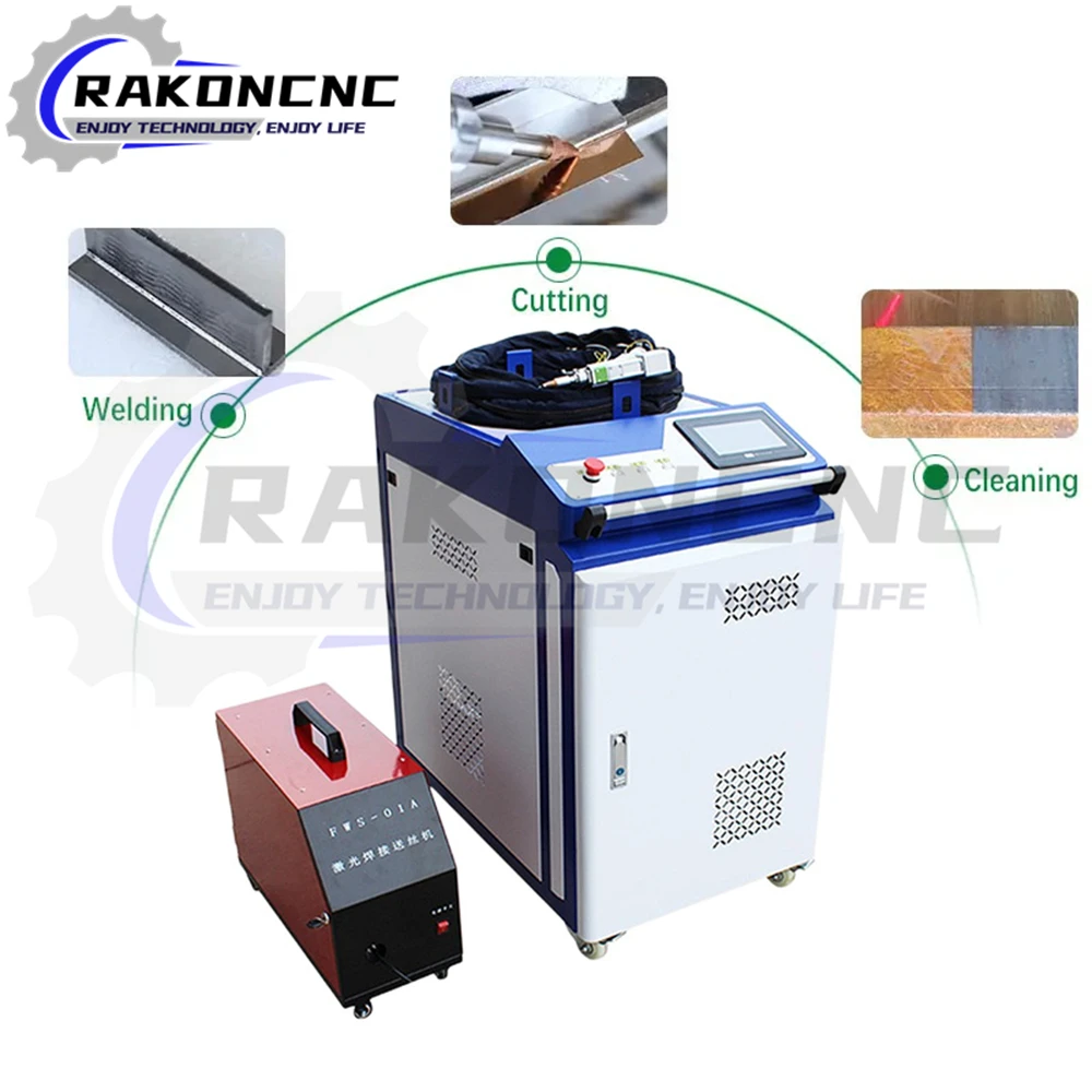 

China High Speed High Efficiency 1000w 1500w 2000w 3000w Fiber Laser Cutting Welding Cleaning 3 in 1 Machine For metal