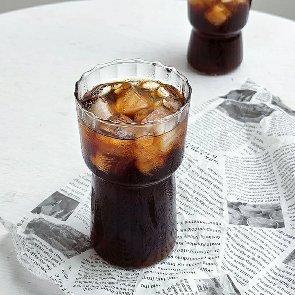 Transparent Striped Coffee Glasses High Color Niche Heat Resistant Explosion Proof High Silicon Boron Juice Mugs