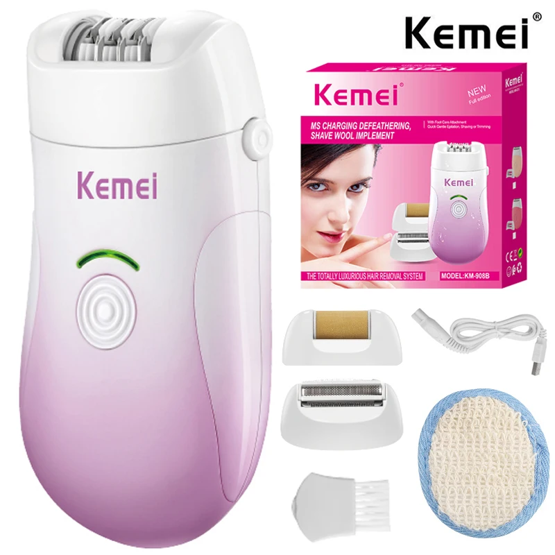 

Kemei LCD Electric Tweezers Dry wet Use Portable Epilator KM-908B Women USB Charging Cordless 3 in 1 Epilator Hair Removal