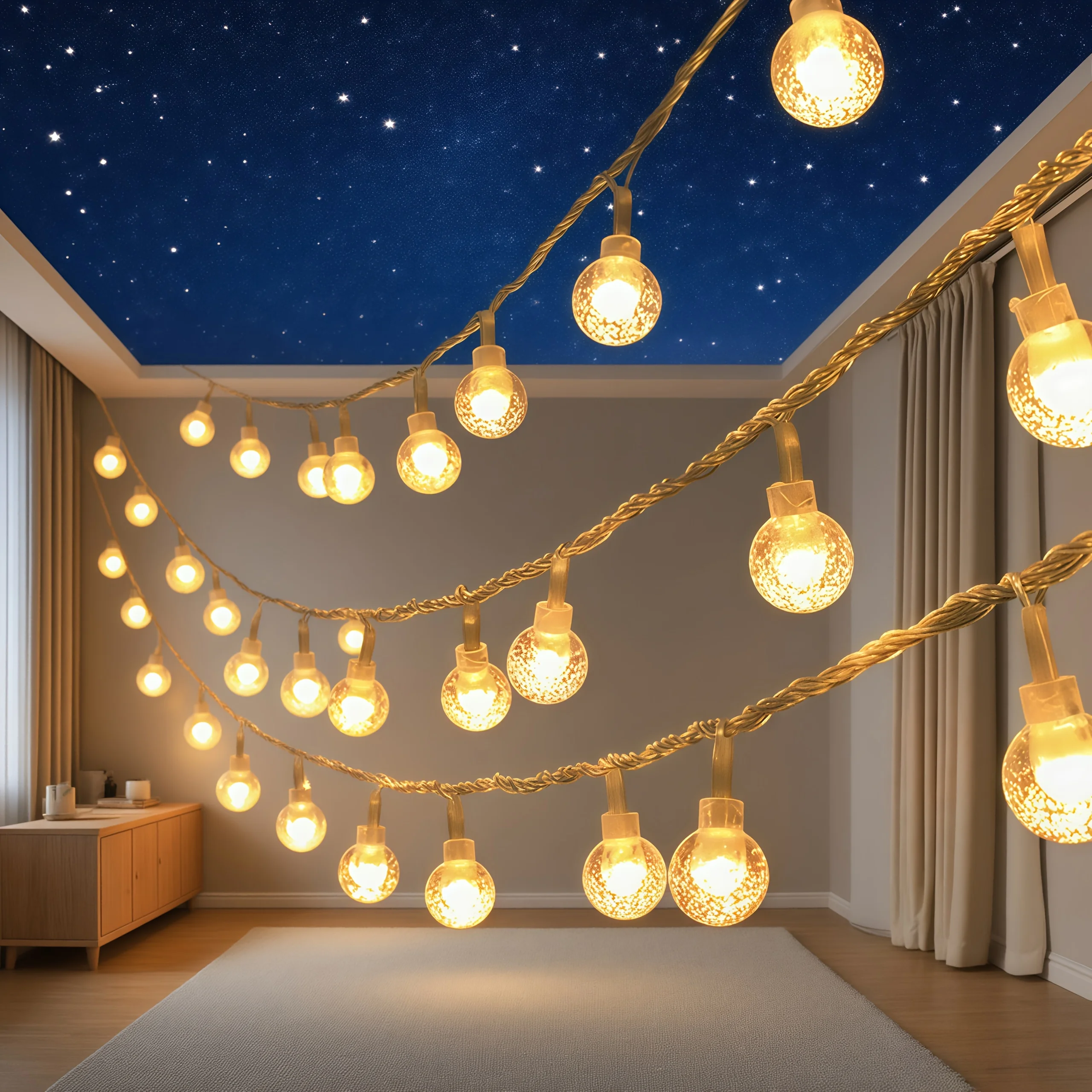 Crystal Bubble Fairy Lights USB Remote Control Christmas Lighting 8 Modes Indoor Room Garden Wedding Birthday Party Decorations