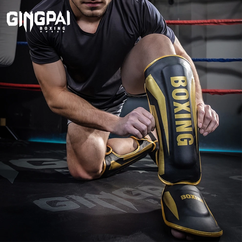 Professional combat leg protection adult boxing sanda calf one-piece shin instep protection children's combat training
