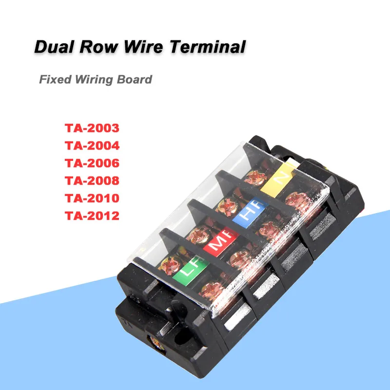

1Pcs Dual Row Wire Terminal Fixed Wiring Board TA-2003/2004/2006/2008/2010/2012 Power Distribution Box Cable Connector 20A/600V