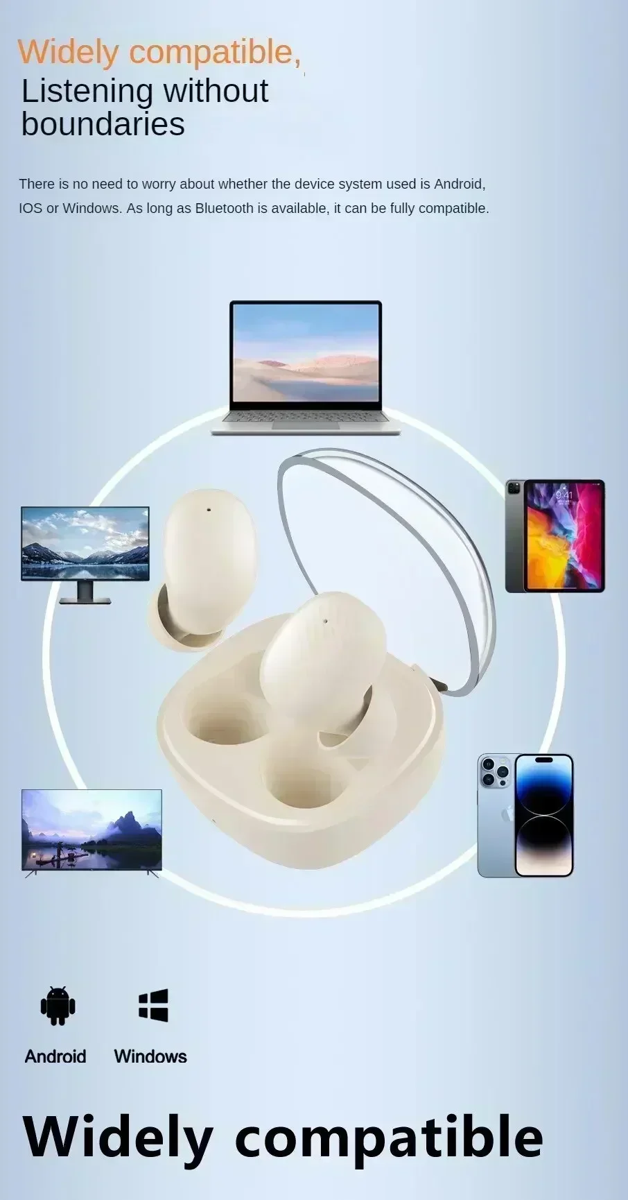 TWS Bluetooth-oortelefoon, draadloze Bluetooth-headset, ruisonderdrukkende headset met microfoon, hoofdtelefoon voor iedereen_voghion.com