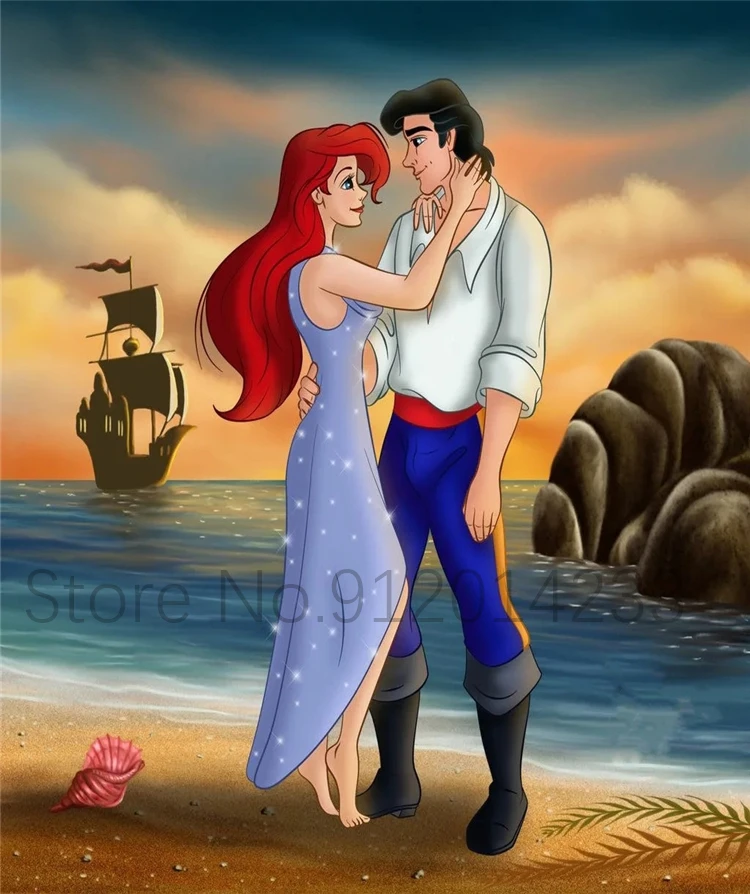 the-little-mermaid-ariel-and-eric-on-the-beach