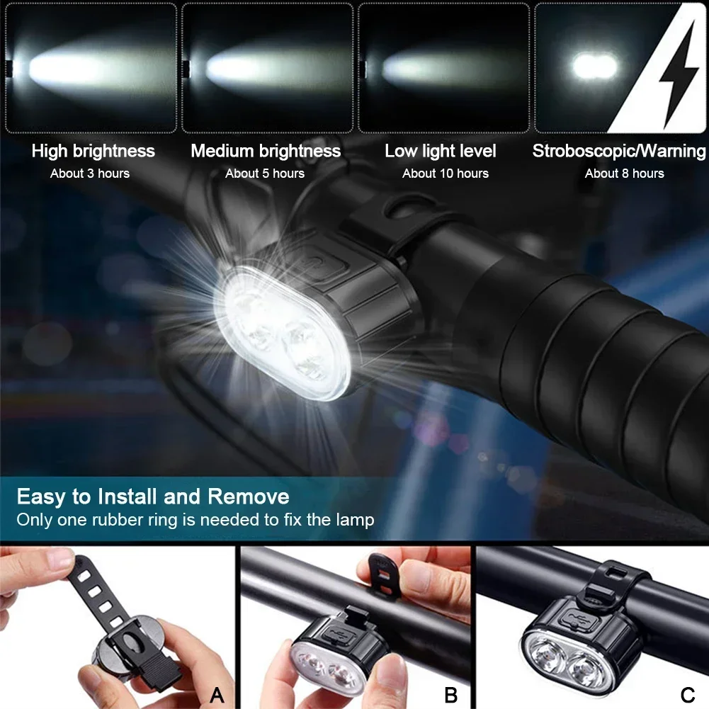 Bicycle Front Rear Light Set USB Charge Bike Waterproof Headlight Light MTB Cycling Taillight LED Lantern Bicycle Accessories
