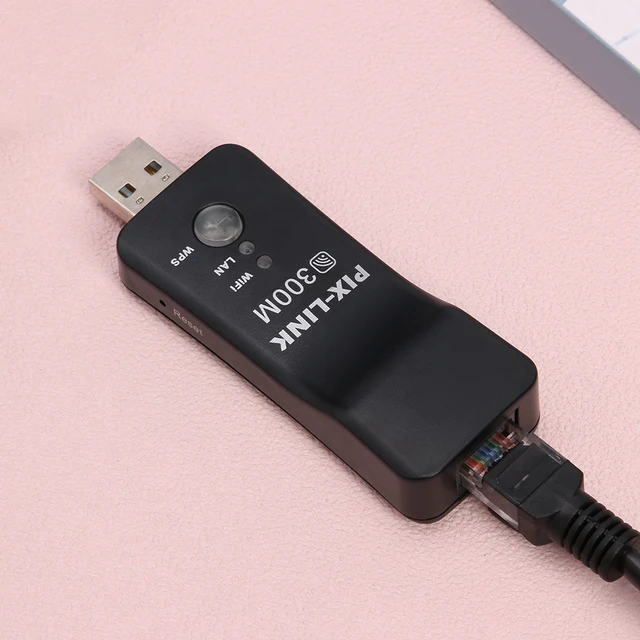 Sanpyl Adaptador WiFi USB Inalámbrico para TV, Mini Dongle WiFi de 300  Mbps, Receptor Externo de Red Inalámbrica RJ45, para Impresoras de Consolas  de
