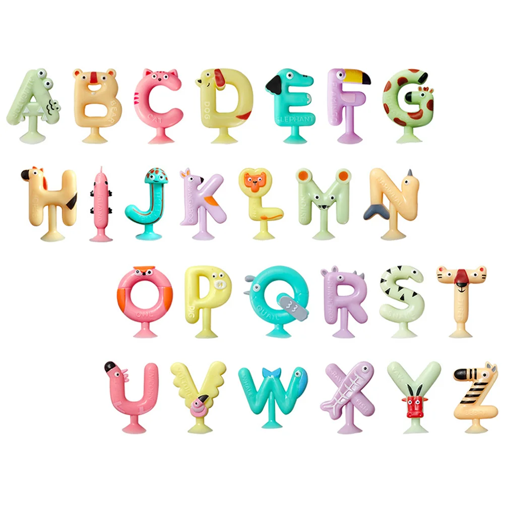 

26 Pcs Toddler Bath Toys Alphabet Suction Letter Kids Letters Silica Gel Spelling Baby Child Education Words