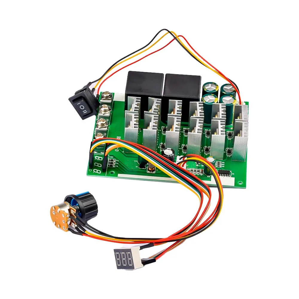 

10-55V Digital Display PWM Speed Controller Module Forward Reversal 0~100% Adjustable DC Motor 12V 24V 36V 48V 60A MAX 100A