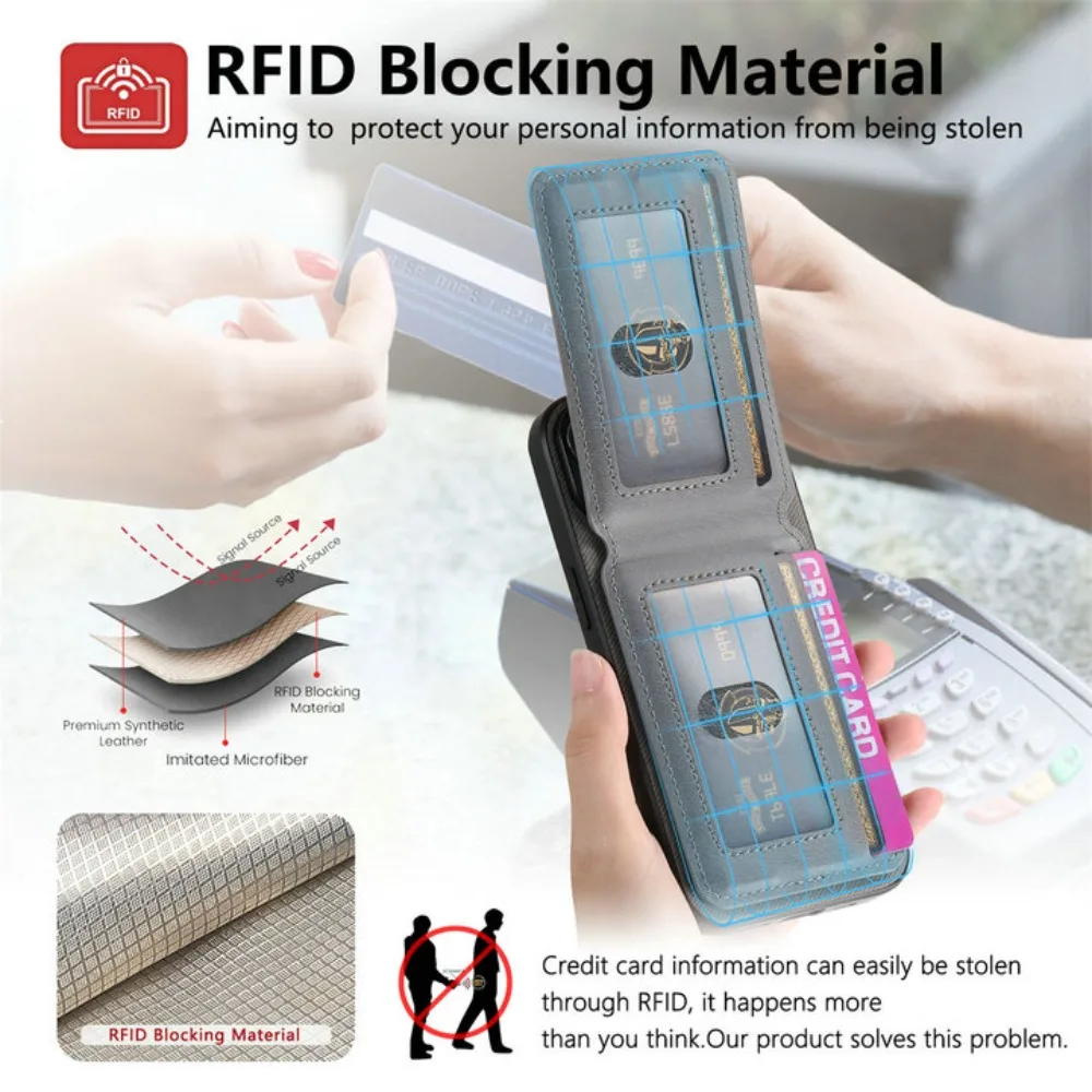 Premium RFID Leather Wallet Card Holder Case with Stand Feature