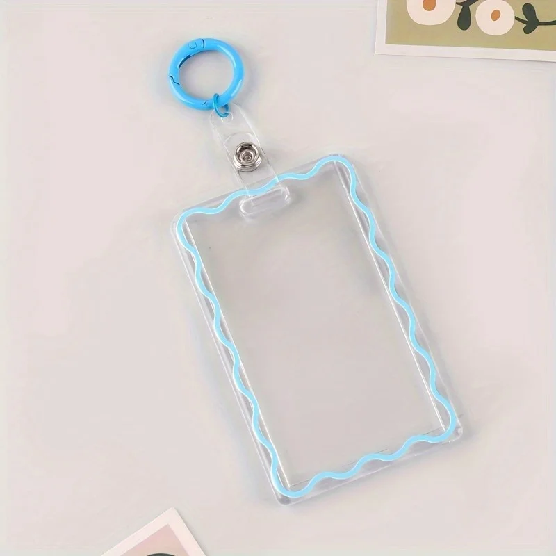 Clear Acrylic Card Holder with Key Ring - Durable Protective Sleeve for Student ID, Meal Cards & Office Supplies