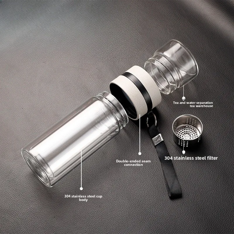 Double-Layer Glass Tea Infuser Bottle with Tea Filter