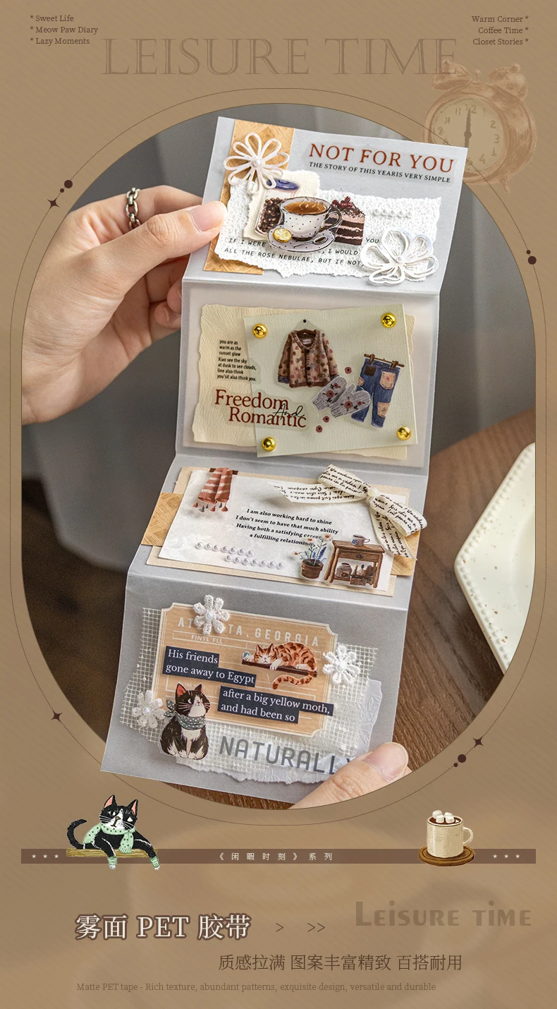 Journal GOo 3,5 x 200 cm Vintage-Freizeit-Collage-Klebeband, Aufkleber, kreatives DIY-Tagebuch, Scrapbooking, Planer, Karten, Basteln – Detail 4