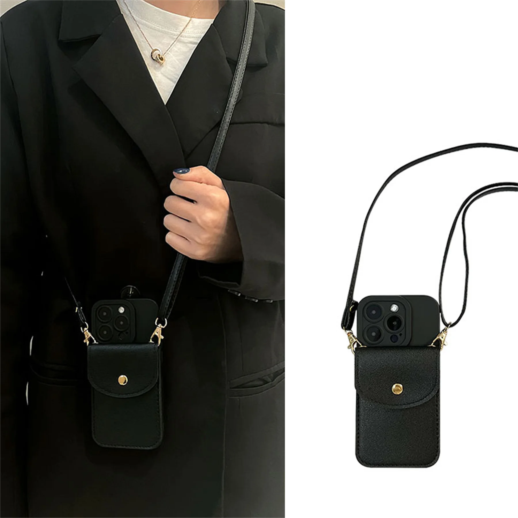 Crossbody Case Iphone 13 Pro Max Card Holder Luxury Leather Card