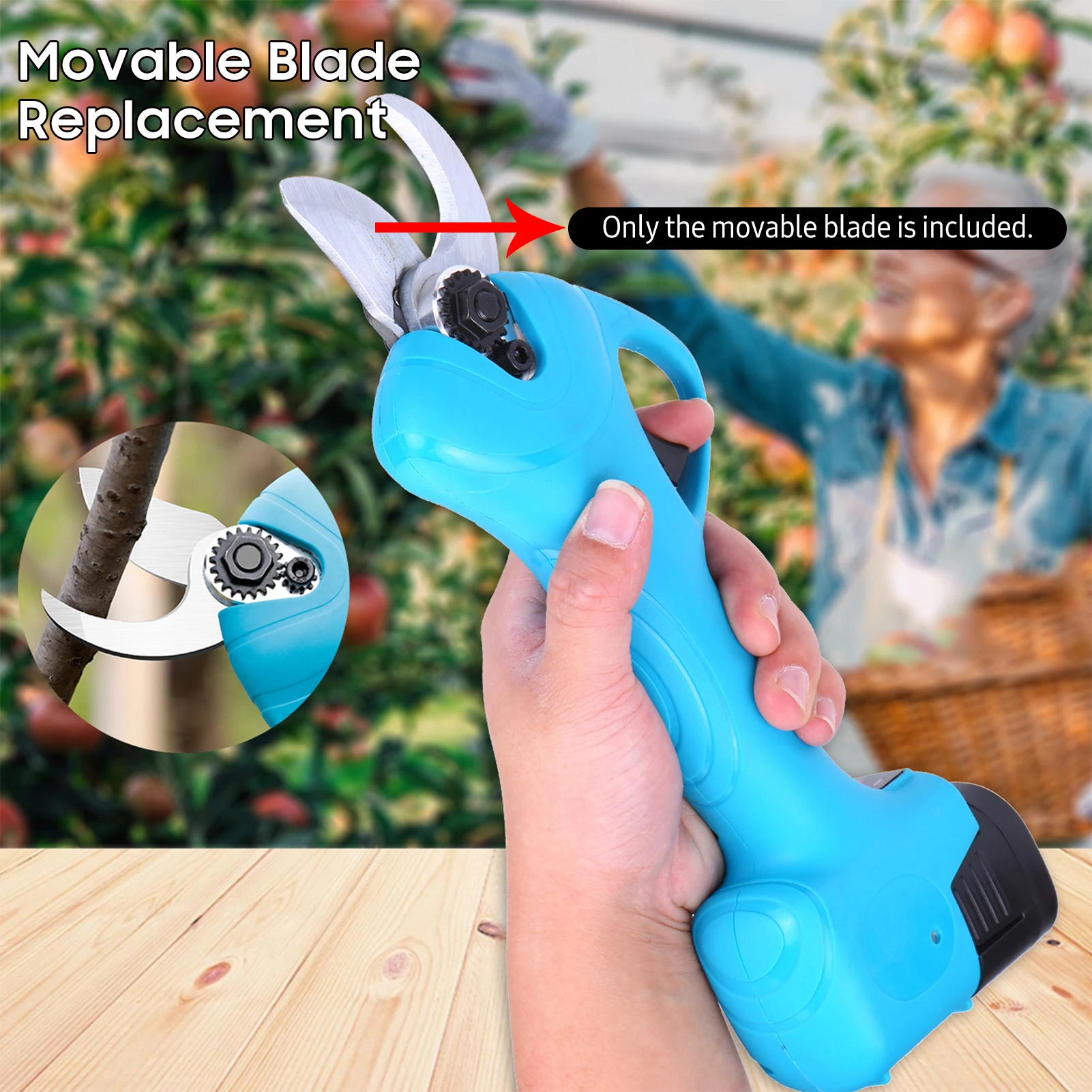 Portable Cordless Electric Pruning Shears Rechargeable Battery Powered Tree Branch Pruner Garden Clippers 25mm Cutting Diameter 4