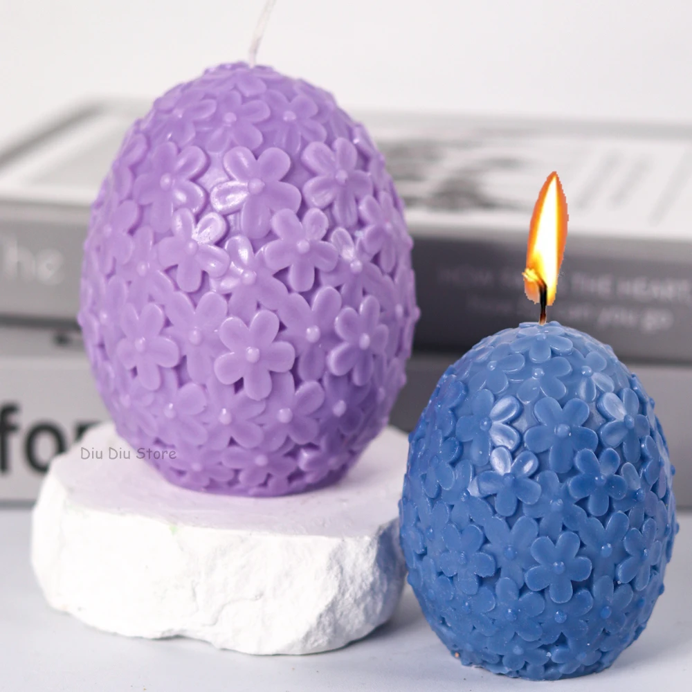 Carving Flower Egg Candle Silicone Mold DIY Catharanthus Ball Making Kit
