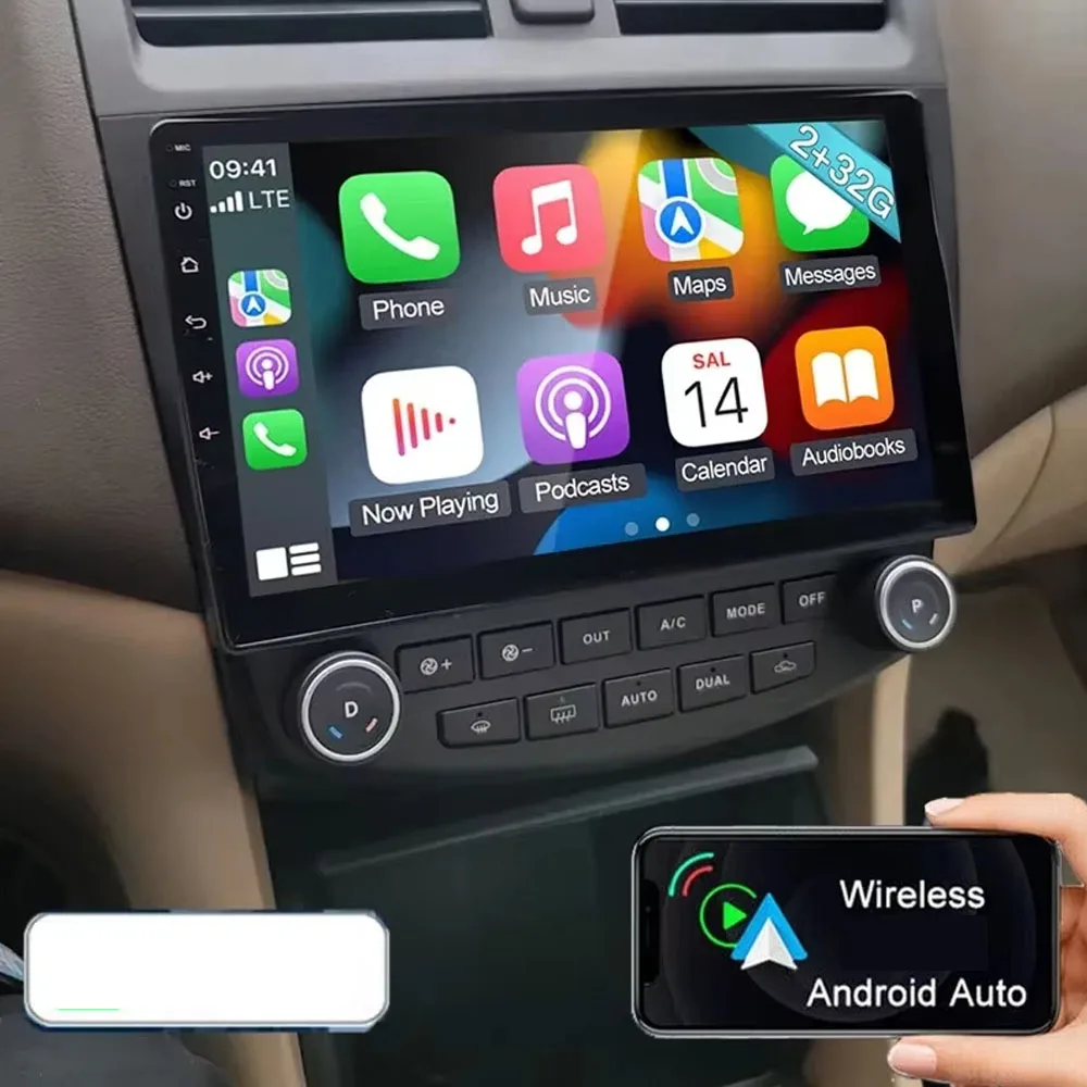For 2003-2007 Honda Accord 7th Generation Android 13 In-Car Navigation System 10-inch Built-in CarPlay+Android Auto/2G+32G