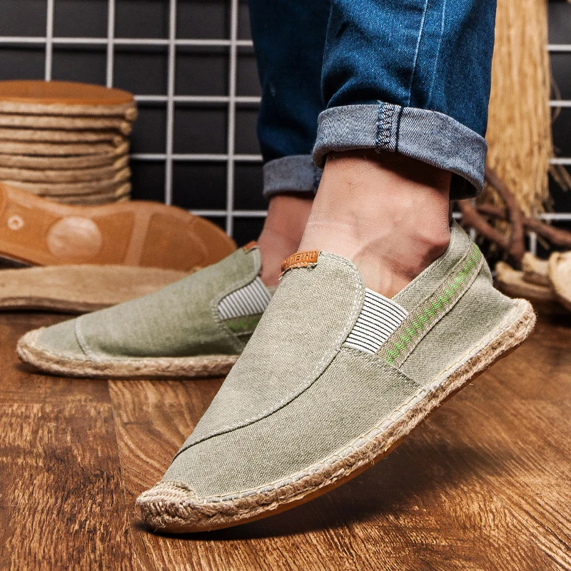Mens Flax Espadrille Loafers Slip-On Comfort Shoes with Round Toe Fashion Women Canvas Walking Shoes Casual Fisherman Driving 2